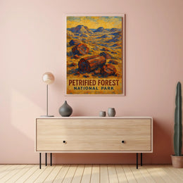 Petrified Forest National Park Vintage Travel Wall Art Nature Lovers Desert Scenic Poster