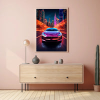Futuristic Night Drive Poster PosterGoat
