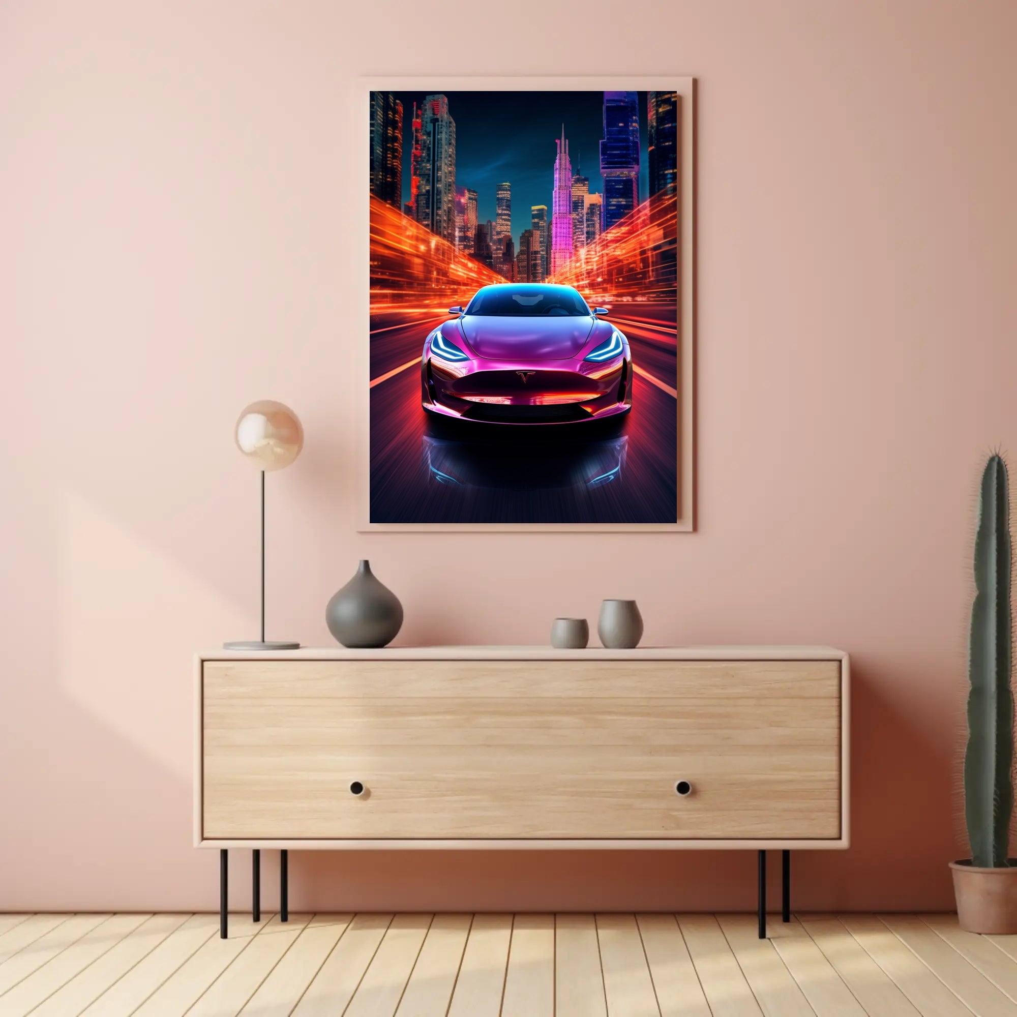 Futuristic Night Drive Poster PosterGoat