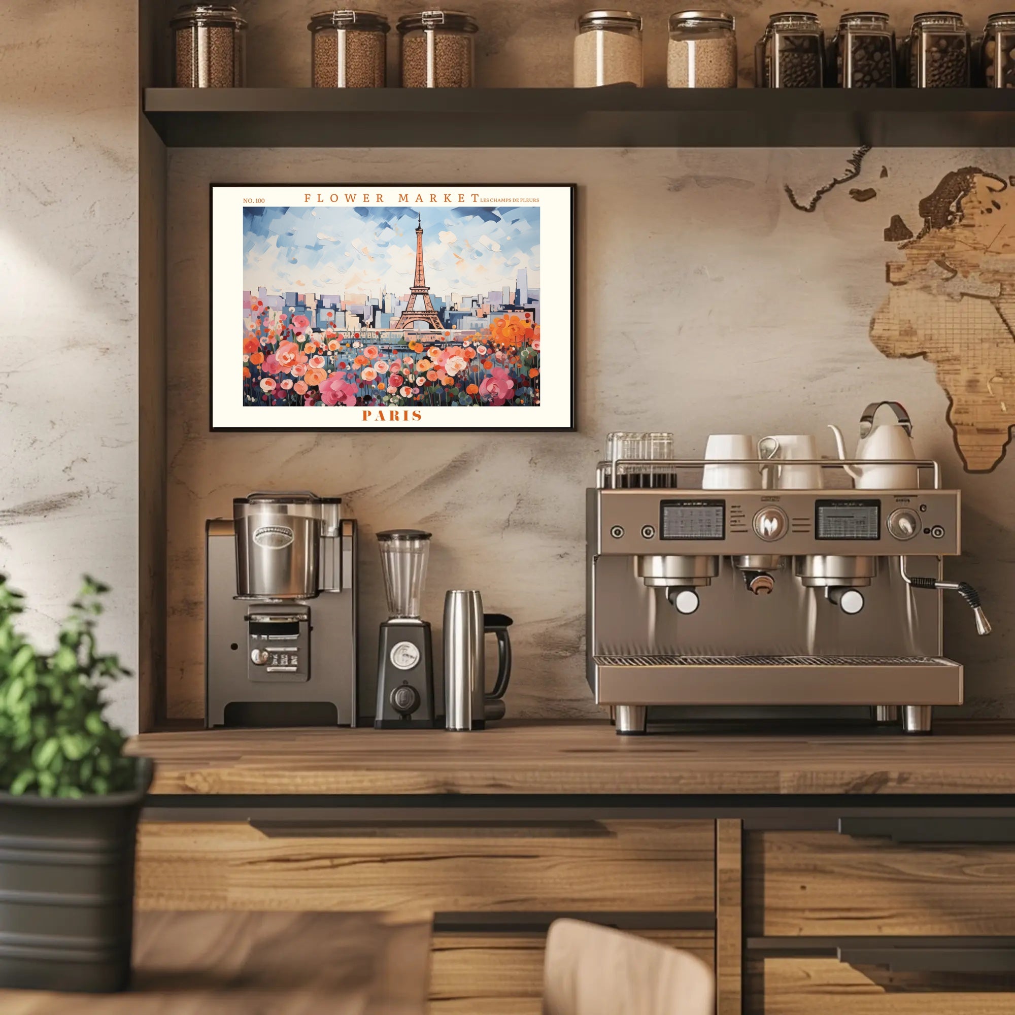 Vibrant Paris Scene with Eiffel Tower Travel Poster
