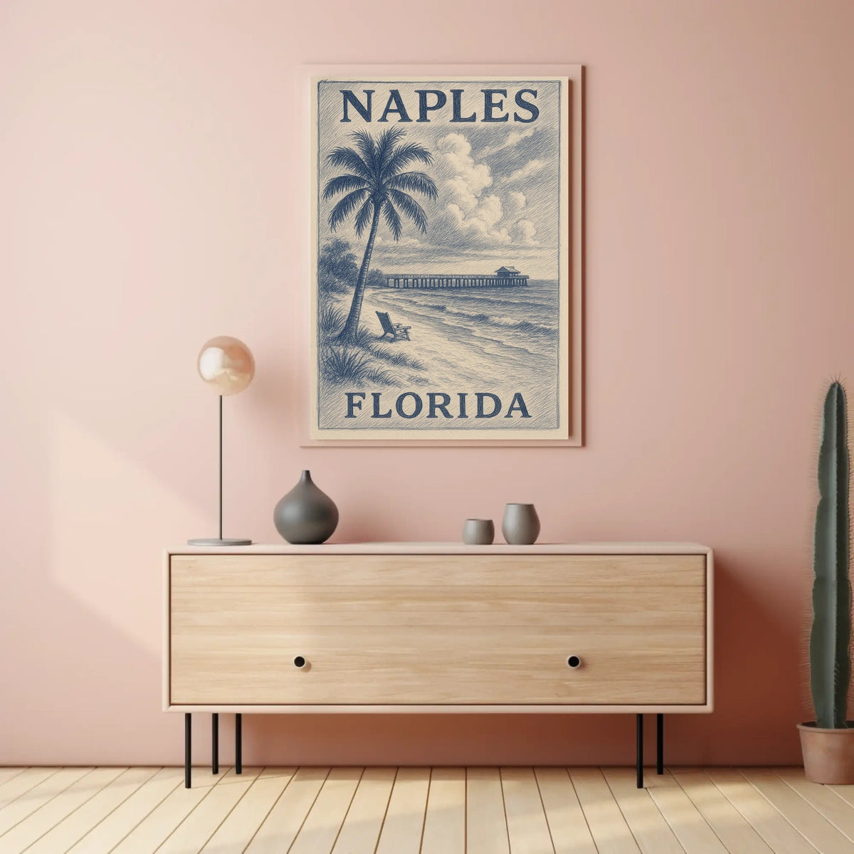 Naples Florida Poster Wall Art 18x24 Gulf Coast Beach Town