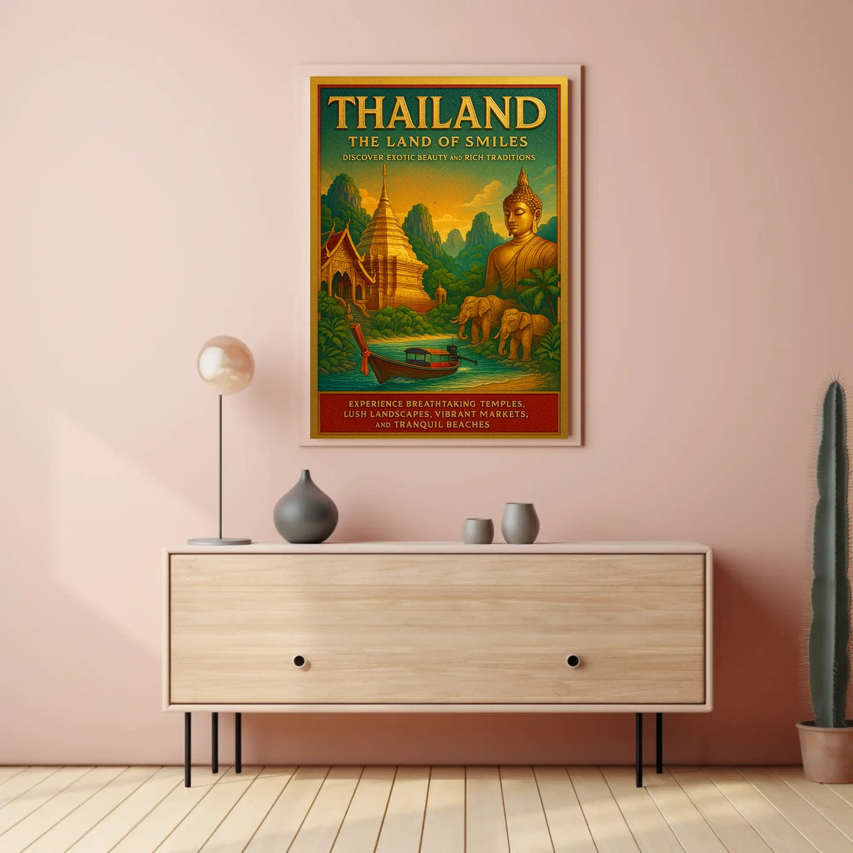 Thailand Travel Landscape Temples Markets Poster