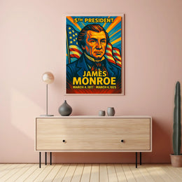 James Monroe 5th President of the United States Colorful Comic Book Style Poster