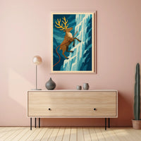 Climbing Caribou Adventure Poster