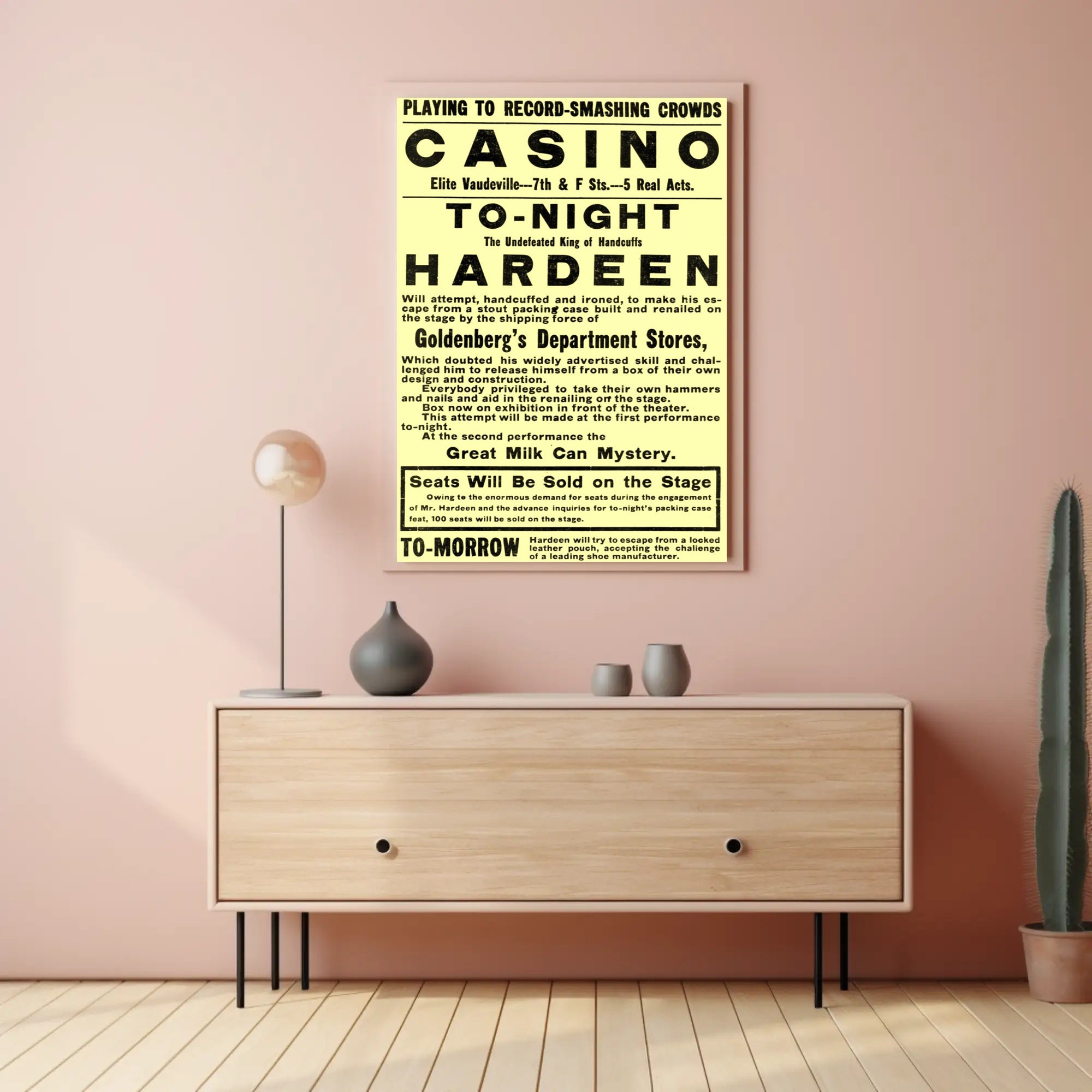Vaudeville Escape Artist Hardeen Early 20th-Century Heritage Poster
