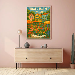 Flower Market In Michigan Poster
