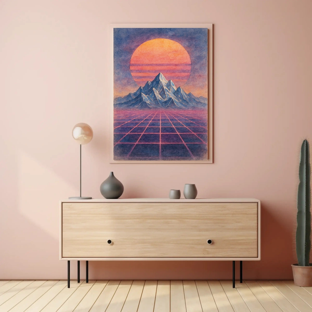Retro-Futuristic Sci-Fi Landscape Poster