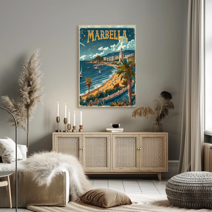 Marbella Coastal Beach Resort City Travel Poster
