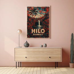 Hilo Hawaii Nostalgic Vintage Travel Poster