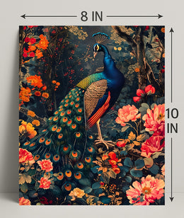 Vibrant Peacock In Bloom William Morris Art Poster