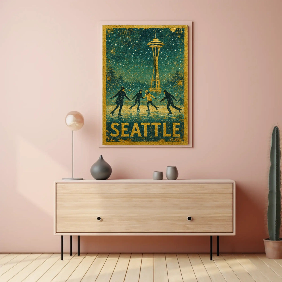 Winter Skating In Seattle Poster