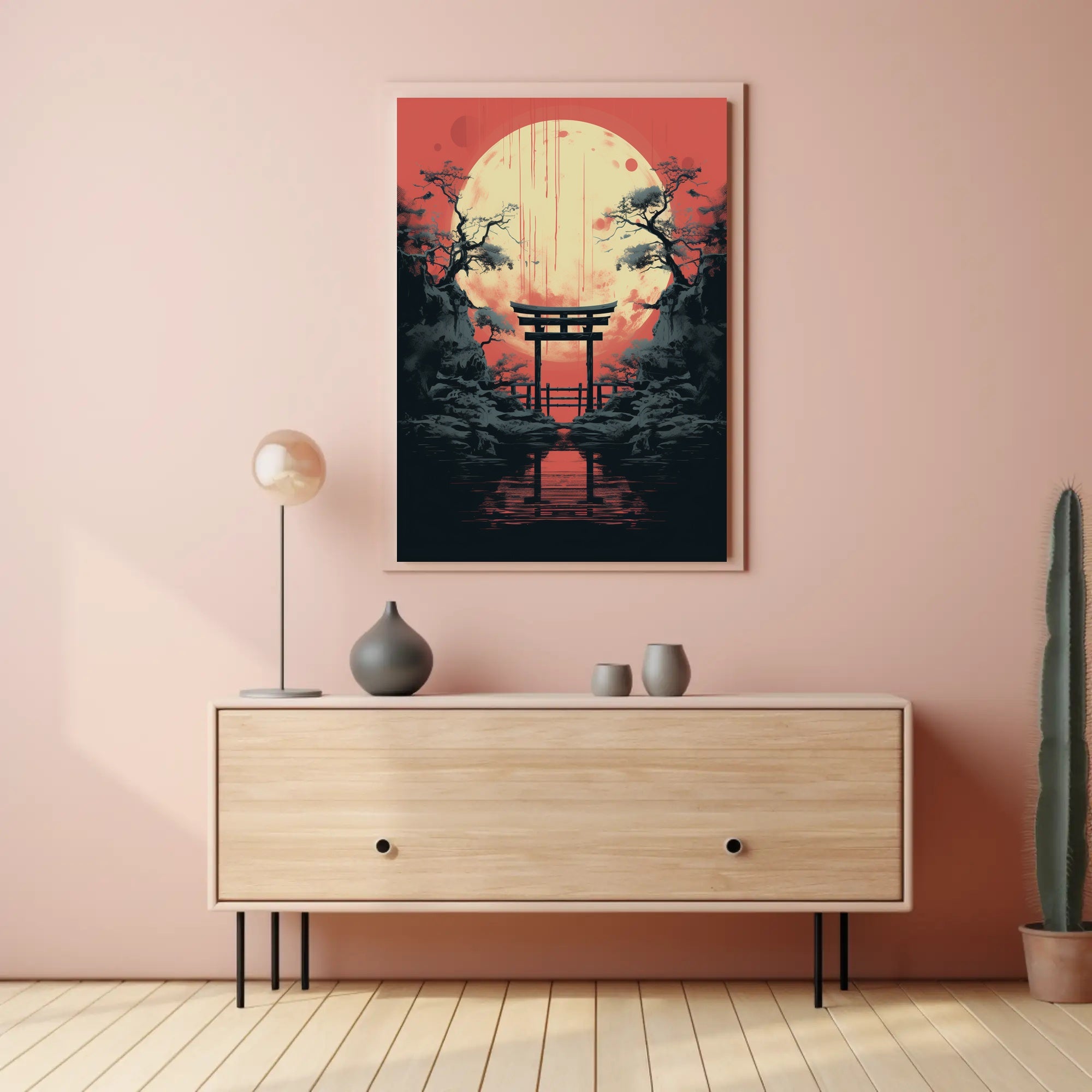 Moonlit Torii Gate Poster PosterGoat