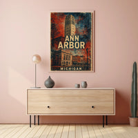 Ann Arbor Cityscape Minimalist Travel Poster