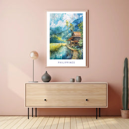 Serene Philippine Scene Watercolor Artistic Poster PosterGoat