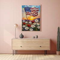 Windswept American Flag Wall Art Print 18x24 Poster