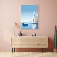 Mediterranean Escape Blue Coastal Scene Travel Poster