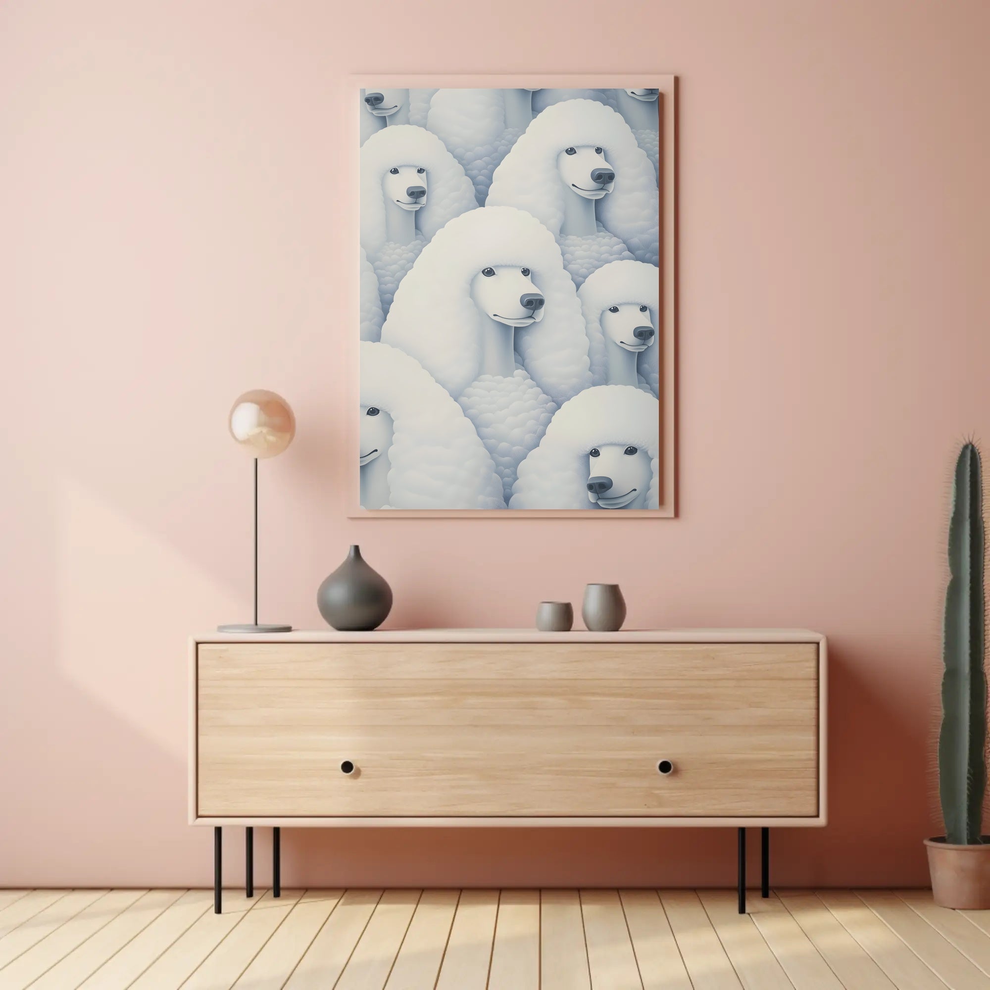 Whimsical Poodle Parade Poster Wall Art Print