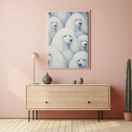 Whimsical Poodle Parade Poster Wall Art Print