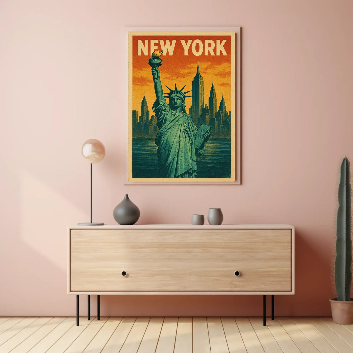 New York Skyline and the Statue of Liberty Poster