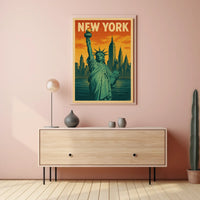 New York Skyline and the Statue of Liberty Poster