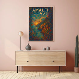 Amalfi Coast Poster 18x24 Coastal Wall Art Coastal Decor