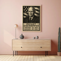 Eisenhower Patriotic Woodcut Vintage Poster