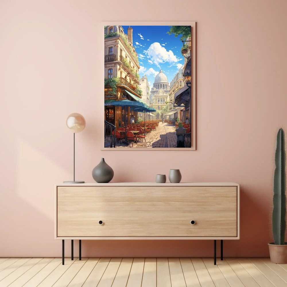 Parisian Street Scene: Vibrant European City Poster