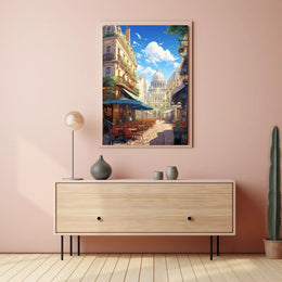 Parisian Street Scene: Vibrant European City Poster