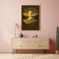 Yellowstone Geyser Vintage Art Print National Park Poster
