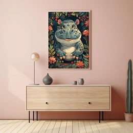 Whimsical Hippo in the Jungle Poster PosterGoat
