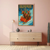 Reindeer Bobsled Adventure Poster: Fantasy or Mythology Poster
