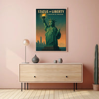 Statue of Liberty Sunset Urban or Cityscape Poster