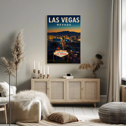 Night View Las Vegas Nevada Strip Lights Poster