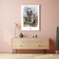 Notre-Dame Paris Watercolor Scene Urban or Cityscape Poster PosterGoat