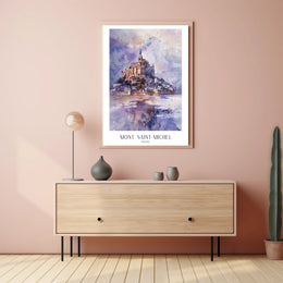 Mont Saint-Michel Watercolor Travel Art Poster PosterGoat
