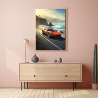 Exhilarating Coastal Drive Modern Car Travel Poster
