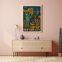New York City Icons Vibrant Poster Modern Wall Art