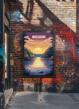 Missouri Vintage Poster - Sunset River Scene