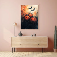 Halloween Pumpkins Spooky Vibes Artistic Poster