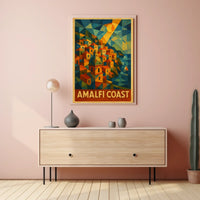 Amalfi Coast Poster Wall Art Italy Coastal Scenic Print