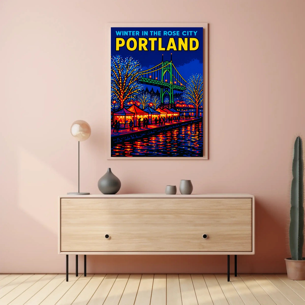 Winter In The Rose City Portland Poster