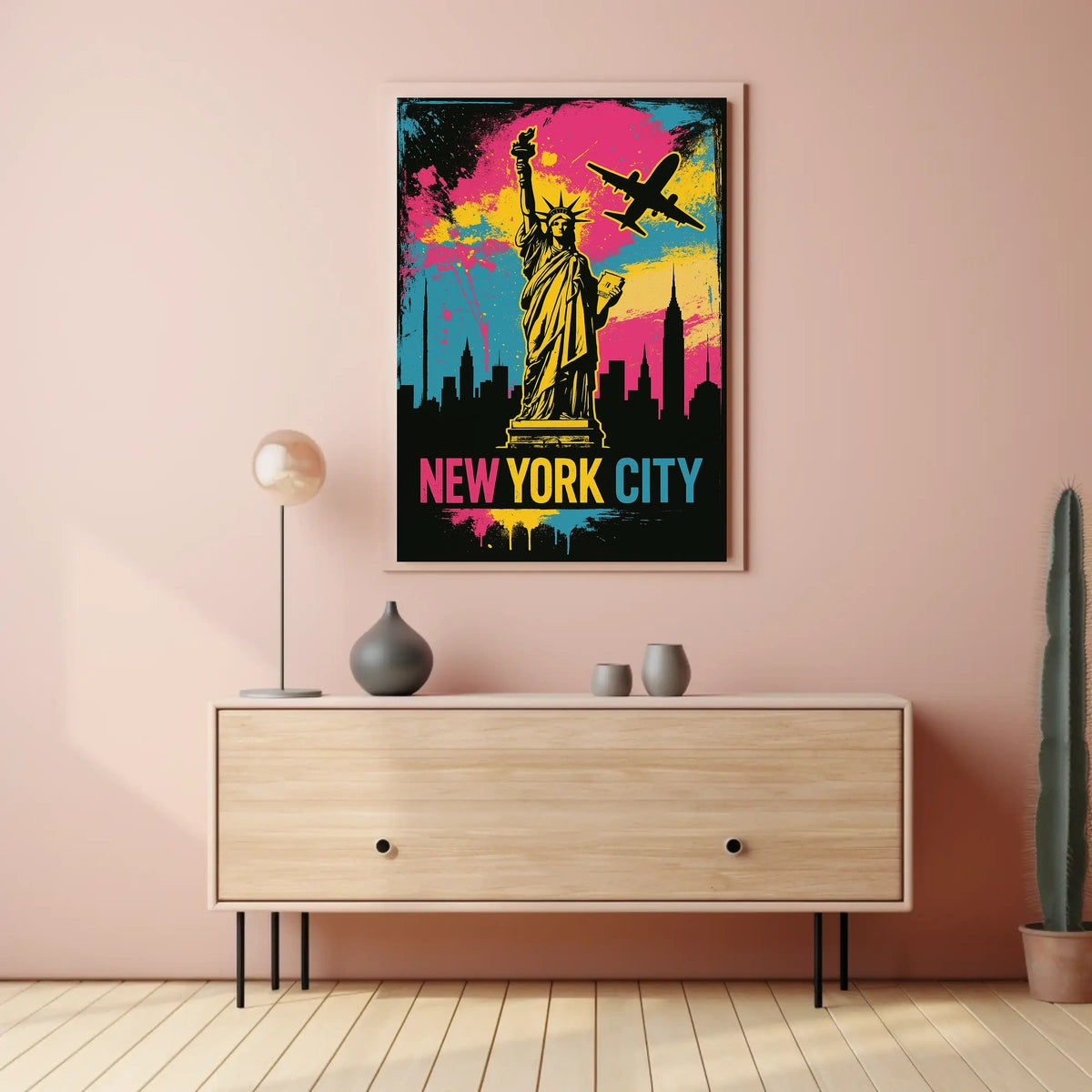Statue Of Liberty NYC Skyline Poster Abstract Wall Art