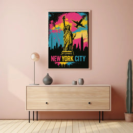 Statue Of Liberty NYC Skyline Poster Abstract Wall Art