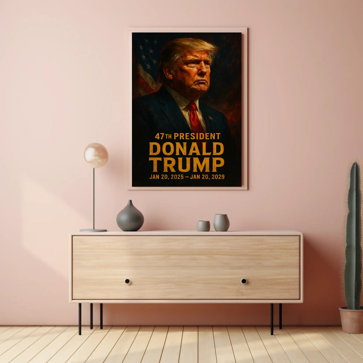 Trump Visionary Leader Patriotic Oil Painting Poster