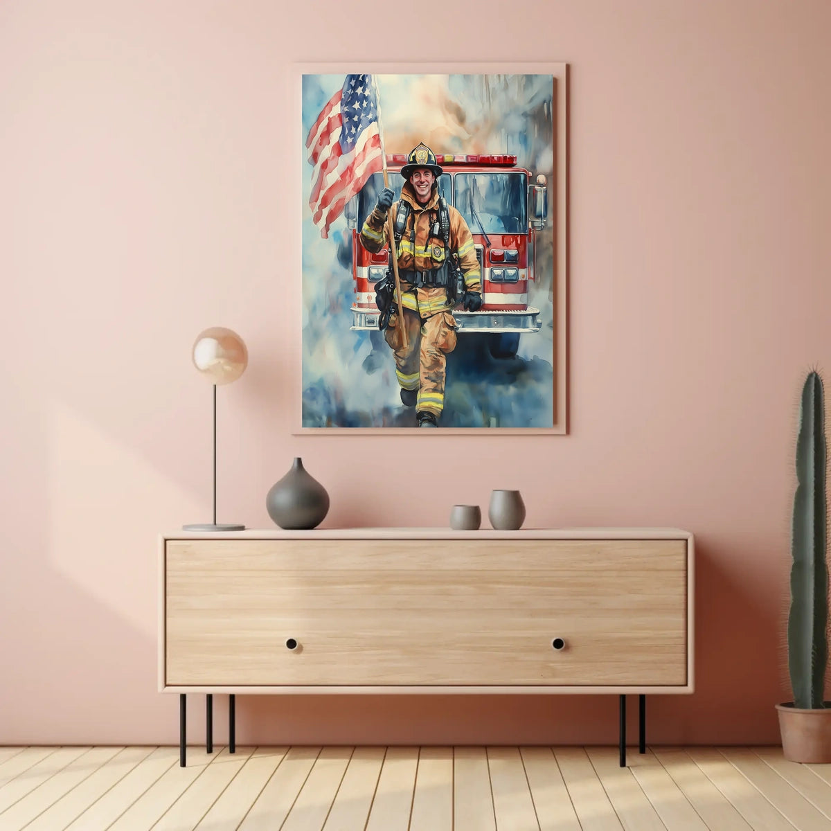 smiling firefighter Poster