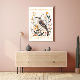 Western Meadowlark Montana State Bird Art Poster