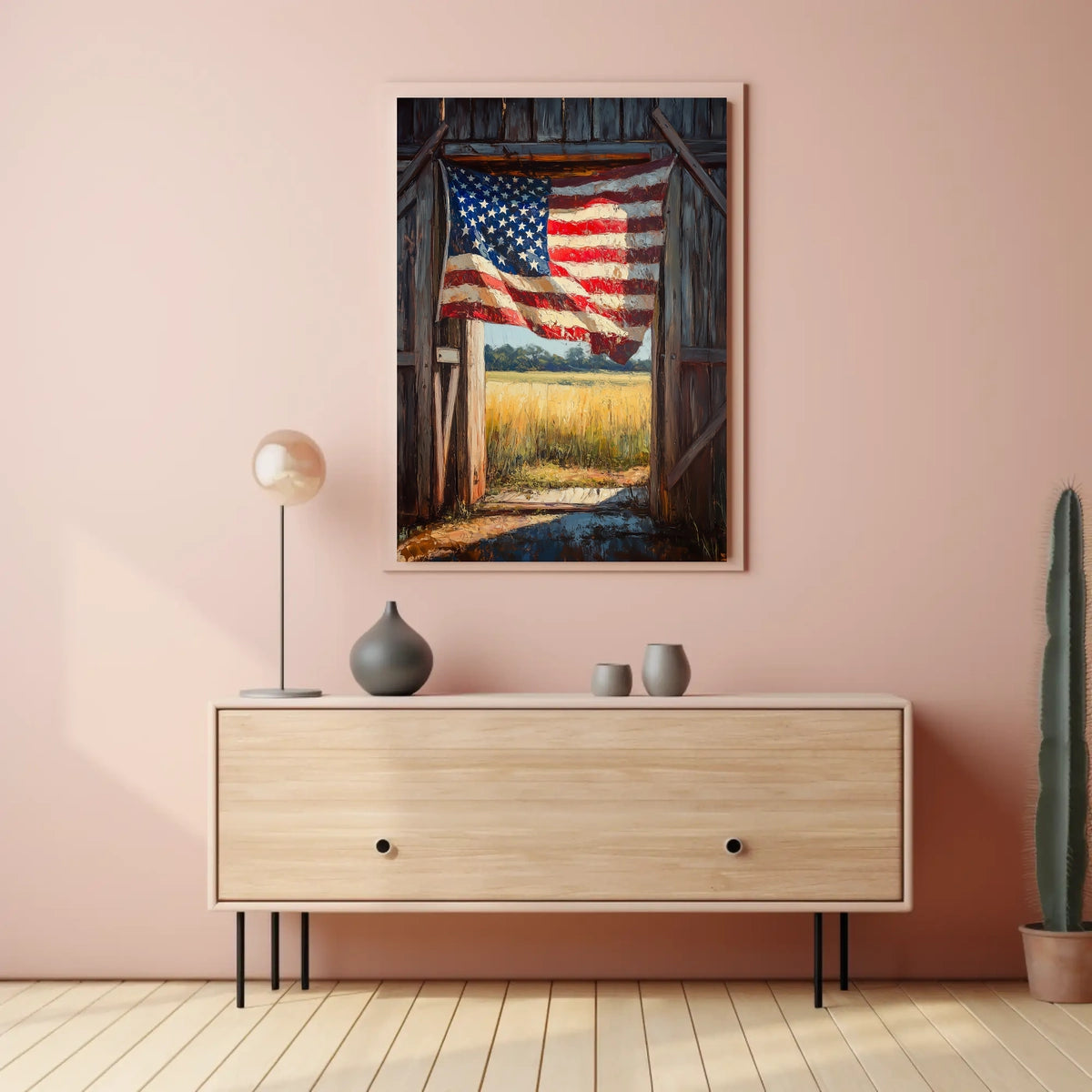 Flag Drape Rustic Barn American Flag Art Farmhouse Poster