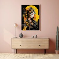 Futuristic Cyberpunk Woman Portrait Art Poster