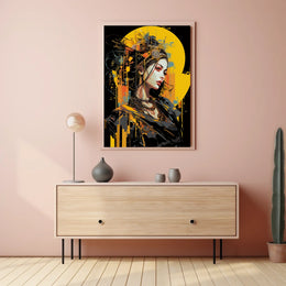 Futuristic Cyberpunk Woman Portrait Art Poster