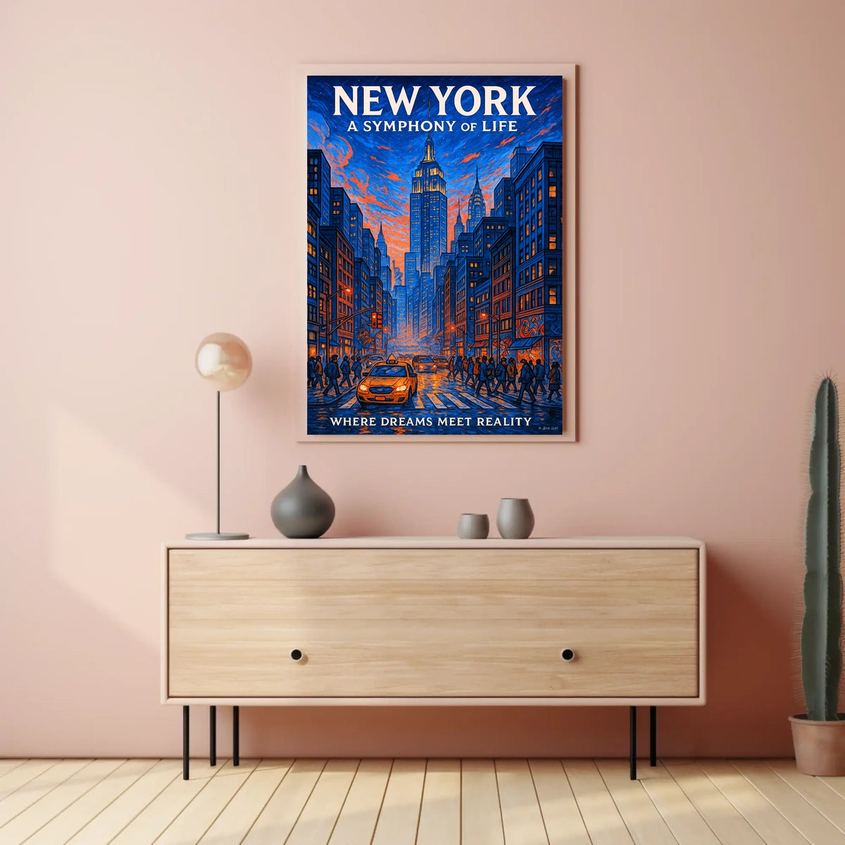 New York A Symphony Of Life Poster Abstract Wall Art